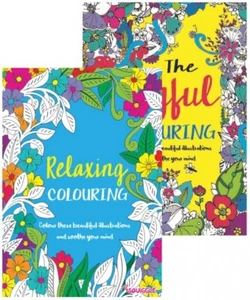 2 x Relaxing Stress Relieving Colouring Books for Adults - Joyful and Relaxing - Foto 1 di 6