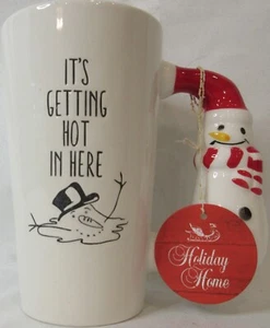 Ceramic Christmas Mug "It's Getting Hot in Here" Snowman Handle Holiday Home - Picture 1 of 11