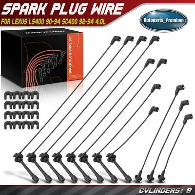 10Pcs Spark Plug Wire Set for Lexus LS400 1990-1994 SC400 1992-1994	V8 4.0L 5MM - Image 1 of 4