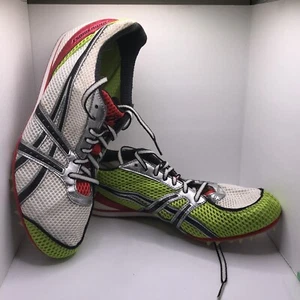 Men's Asics Turbo Ghost 2 Track & Field Shoes White Neon Green Red Size 9 - Picture 1 of 11