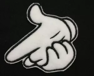 Mickey inspired Gun Hands Embroidered Patch Badge Iron on or sew - Picture 1 of 1