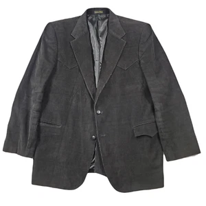 Circle S Western Sport Coat Mens 48L 48 Black Corduroy Faux Leather Accent - Picture 1 of 11