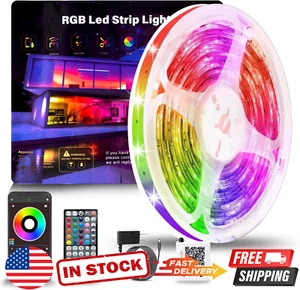 50Ft RGB LED Strip Lights Roll Music Sync App Remote Control for Bedroom Kitchen - Picture 1 of 12