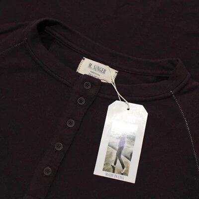 Camisa Henley M. Singer Nueva con Etiquetas Manga Larga Talla XXL en Mezcla de Algodón Púrpura Pasas Foto 1 de 4