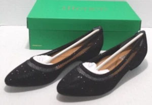 NEW IN BOX J. RENEE TIMOROA DANCE BLACK GLITTER FABRIC WOMEN'S PUMP HEEL 7.5 W - Picture 1 of 7
