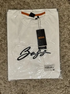 HUGO BOSS Men’s Cotton Jersey Regular Fit T-Shirt with Script Logo - Picture 1 of 2
