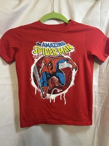 Marvel The Amazing Spider-Man Shirt Boys XS (4/5) Short Sleeve Red - Picture 1 of 4