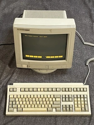HP 700/92 Terminal Monitor Amber Monochrome Computer w/ Keyboard Tested - Image 1 of 4