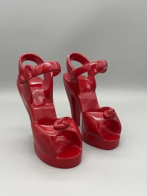 Bright Red High Heel Garden Heels Sculpture Statue Fiberglass Fiberstone ? Resin - Image 1 of 4