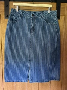 TU Denim blau Regenbogen Nadelstreifen Bleistiftrock UK 14 - Bild 1 von 9