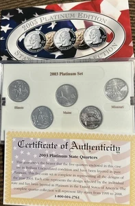 2003 Platinum Edition State Quarter Collection. Pure Platinum Layered. COA - Picture 1 of 2