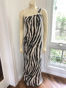 6 DVF Diane von Furstenberg Michaela Zebra One Shoulder Etui Maxikleid ASO - Bild 1 von 12