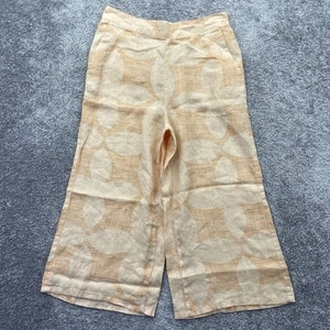 Joie Pants Womens Large 100% Linen Wide Leg Cropped Floral Print Orange - Picture 1 of 13