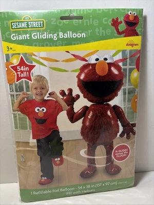 Globo de aluminio Jumbo Airwalker Elmo 54" decoración de fiesta calle sésamo deslizamiento gigante Foto 1 de 2