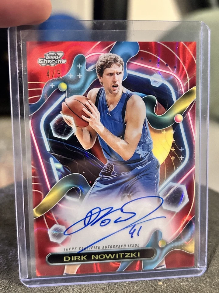 2024 Topps Chrome Cosmic - Dirk Nowitzki AUTOGRAPH - Red Flare Refractor 4/5 - Image 1 of 4