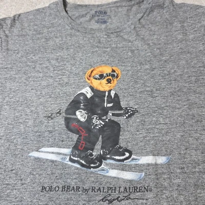 Polo Ralph Lauren Polo Bear T-Shirt Boys M Heather Gray Short Sleeve Graphic Tee - Image 1 of 4