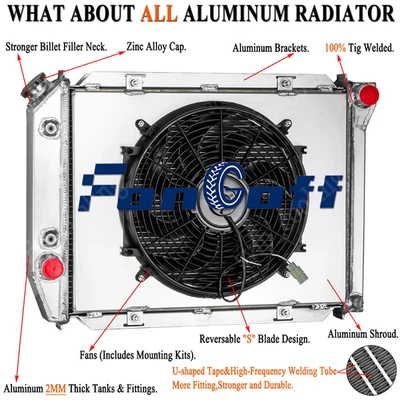 Ventilador de cubierta de radiador Fit 1967-1968 Ford Mercury Marquis Thunderbird Galaxie 3 filas Foto 1 de 4