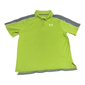 Under Armour Boys HeatGear Polo Shirt Athletic Training Top Size YXL Lime Green - Picture 1 of 7