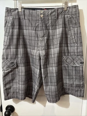 Pantalones Cortos Quiksilver Amphibians Para Hombre 34 Gris a Cuadros Natación Carga Foto 1 de 4