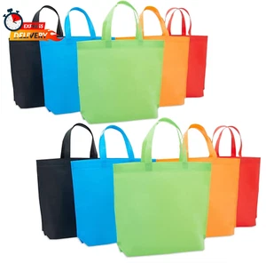 Juvale 10 Pack Reusable Tote Bags with Handles for Shopping, Bulk Cloth Bags for - Picture 1 of 12