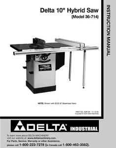 Delta 36-714 10" Hybrid Saw Instructions Manual - Picture 1 of 1