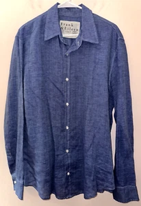 Nueva Camisa FRANK & EILEEN Paul Lino Lavado Relajada Abotonada L/S L Azul EE. UU. - Imagen 1 de 5