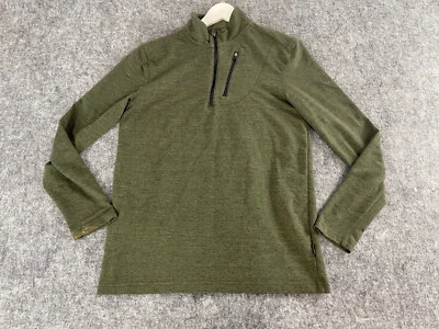 SwissTech Suéter Para Hombres Mediano Verde Pullover Sudadera Cuarto Cremallera N253 Foto 1 de 4