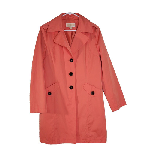 Impermeabile Michael Kors Donna Trench Singolo Tasche Arancione Medium