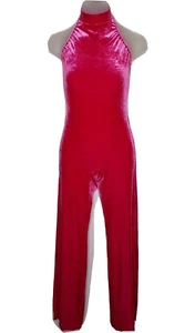 Mock Turtleneck Child Medium RASPBERRY Halter Jumpsuit Unitard Dance Costume New - Picture 1 of 8