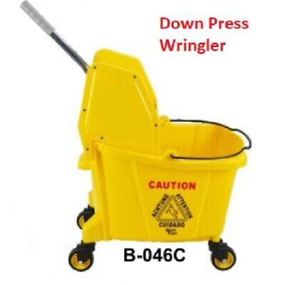 Commercial Mop Bucket Wringer 24L 25- Qt Yellow Down Press • 37.21£