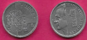 SPAIN 1 PESETA 1992 UNC PORTRAIT OF KING JUAN CARLOS I ON THE LEFT SIDE - Picture 1 of 1