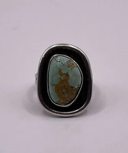 Native American Sterling Silver Turquoise Ring Size 12.5 (12.1g) - Picture 1 of 4