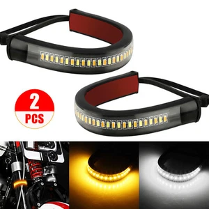 2 LED Motocicleta Intermitente Luz HORK Strip Flowing Amber para Harley Davidson