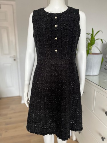 Abito donna Kate Spade stella brillante scintillante tweed colore nero taglia 8