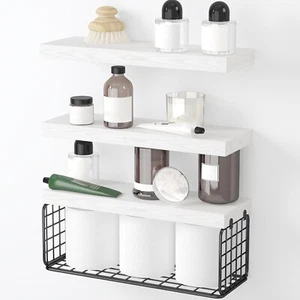 Fixwal Bathroom Floating Shelves Over Toilet-3+1 Tier 15.7" Wall Mounted Shelves - Picture 1 of 7