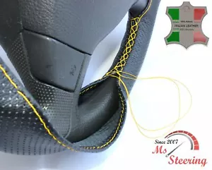 FOR ALFA ROMEO Giulietta Sprint 54-62 BLACK PERF LEATHER STEERING WHEEL COVER YE - Bild 1 von 6