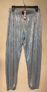 Victoria's Secret SILBER plissierte Plissee Schlafhose Lounge Jogger Gr. SMALL NEU MIT ETIKETT - Bild 1 von 5