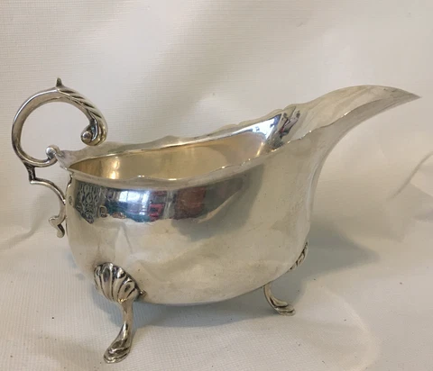 Antique W.A STERLING Silver  Footed Gravy/SAUCE BOAT 150 Grams 5 ounces Cover