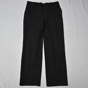 Canali 32x29 Black 100% Wool Flat Front Straight Leg Mens Dress Pants - Picture 1 of 9
