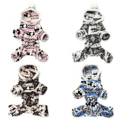 Snowflakes Puppy Pet Small Dog Cat Winter Warm Coat Sweater Jumpsuit Sizes S M L - Image 1 of 4