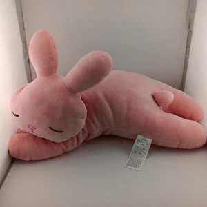 Miniso - Soft Sleeping Pink Rabbit / Bunny Plush Doll Stuffed Animal 17.3"  - Picture 1 of 5