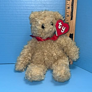 Peluche orsacchiotto Ty Classic stracci marrone marrone marrone 12" fiocco rosso 1991 etichetta - Foto 1 di 11