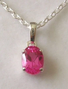 8x6mm GENUINE SOLID 925 STERLING SILVER TOURMALINE OCTOBER BIRTHSTONE PENDANT - Picture 1 of 2