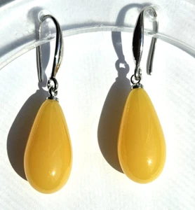 Women's Faux Amber Yellow drop Earrings - NEW - Picture 1 of 7