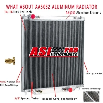 4 ROW Aluminum Radiator Fits 2005-2007 FORD F250 F350 F550 6.0L 6.8L POWERSTROKE Foto 1 de 4