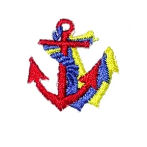 IRON ON PATCH APPLIQUE - ANCHOR TRI COLOR RED/ROYAL/YELLOW - Picture 1 of 1