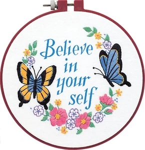 Crewel Embroidery 'Learn a Craft' Kit ~ Butterfly Believe For BEGINNERS #72409 - Picture 1 of 2