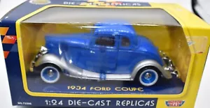 1934 Ford Coupe Die Cast Car, Blue Color, 1/24 Scale, By Motormax, New - Picture 1 of 7