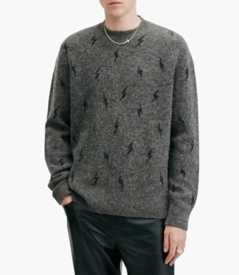 AllSaints Zap Crewneck Sweater L, XL CHARCOAL/ BLACK - Image 1 of 4