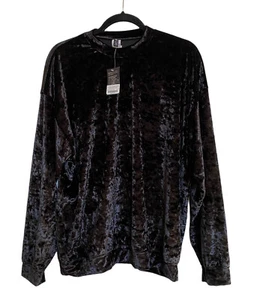 Onzie Boyfriend Black Velvet Sweatshirt One Size Core Power Yoga $79 NWT - Picture 1 of 6